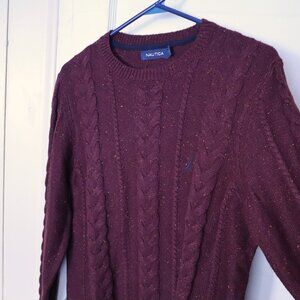 Nautica Maroon Cableknit Sweater